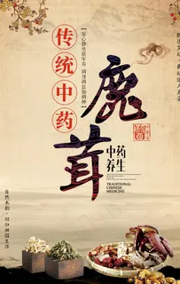 鹿茸中药养生海报图片