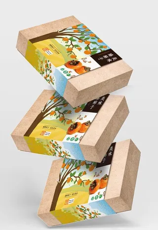 手绘柿子礼盒高档图片