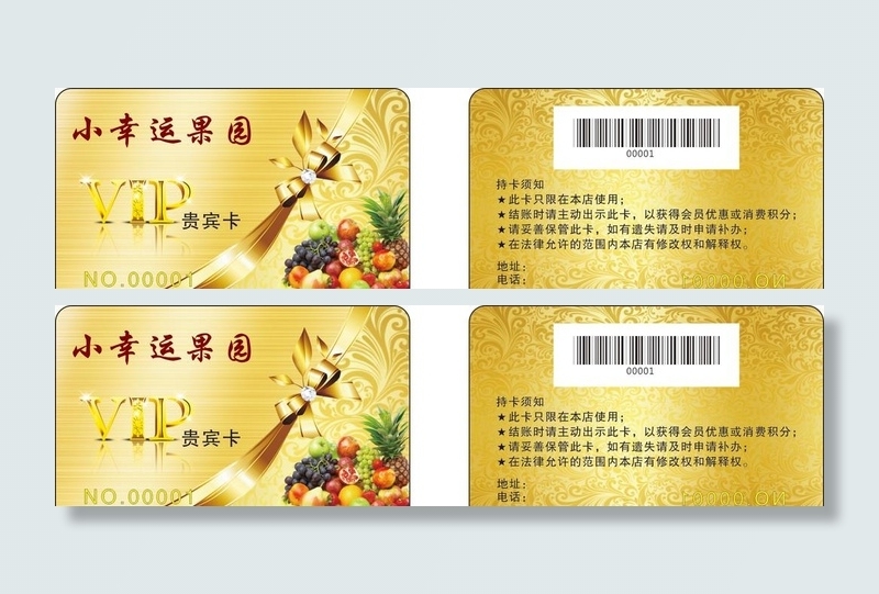 金色水果会员卡VIP图片cdr矢量模版下载