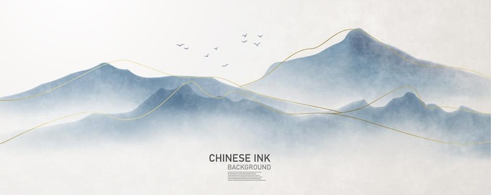 矢量中国水墨山水传统仿古 图片