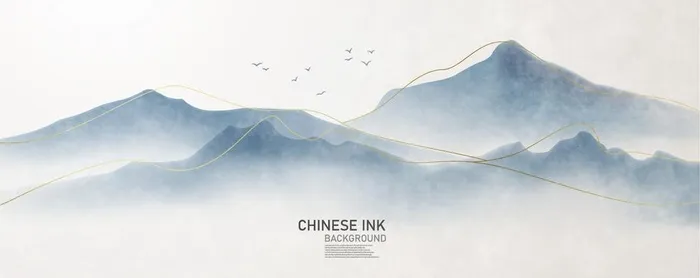 矢量中国水墨山水传统仿古 图片