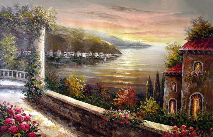 欧式油画风景图片