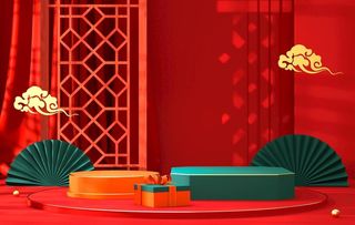 立体展台 C4D电商海报 国潮图片