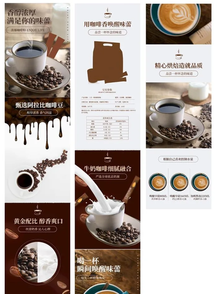 食品茶饮咖啡粉咖啡豆详情页图片(790x9650)psd模版下载