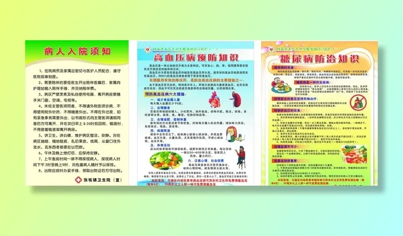 病人入院须知 高血压病防治 糖尿病防治图片cdr矢量模版下载