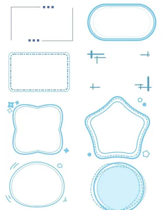 蓝色卡通线条边框图片