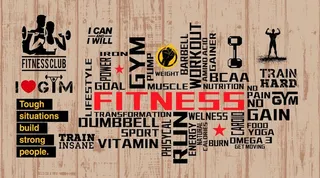 健身房肌肉男美女哑铃拼图背景墙图片