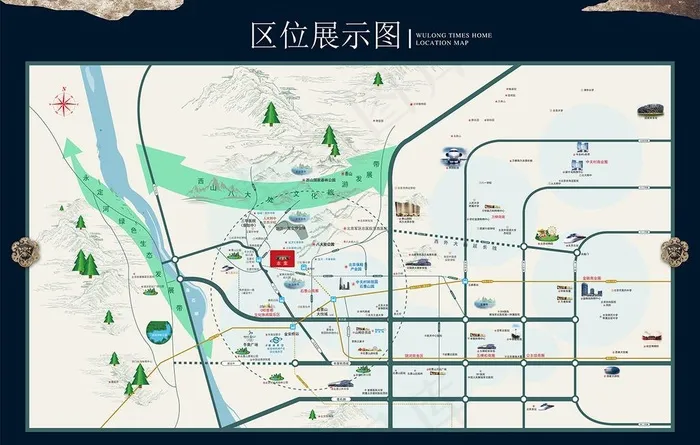 区位图图片ai矢量模版下载