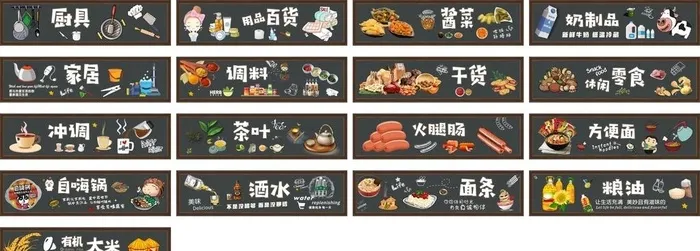超市吊楣展板 灯箱 分类指示牌图片cdr矢量模版下载