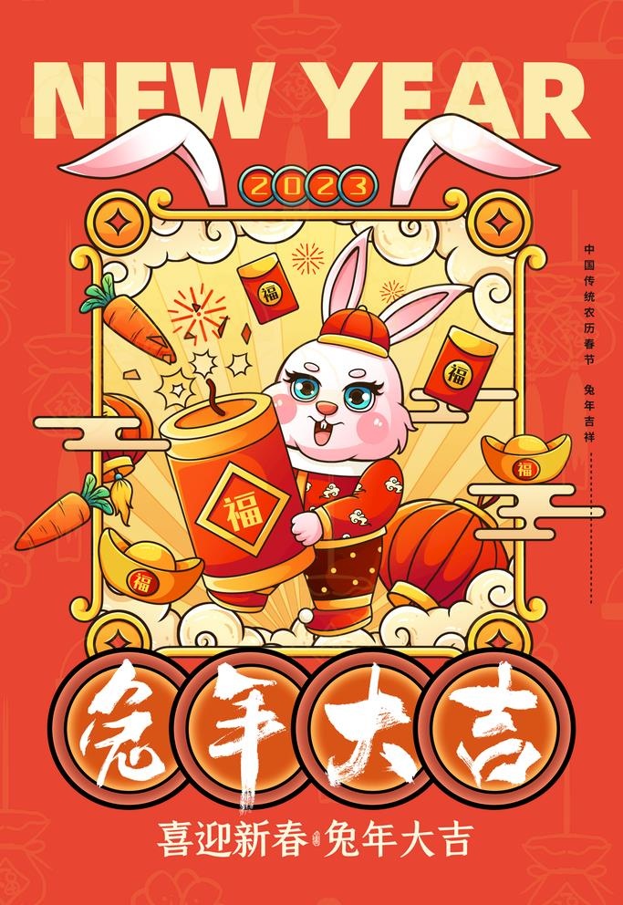 兔年大吉图片(1772x2657)psd模版下载