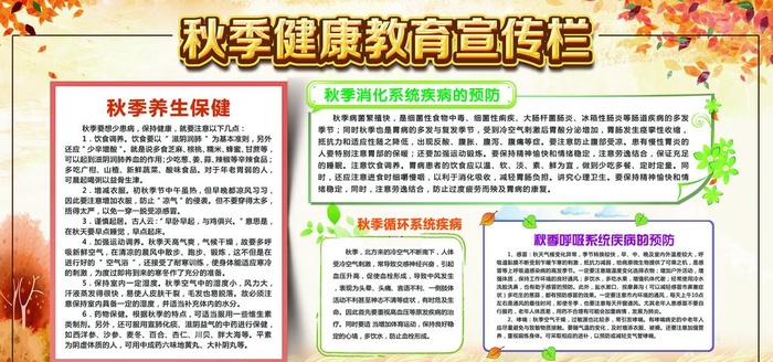 秋季健康教育宣传栏图片(7087x3543)psd模版下载