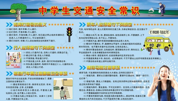中学生交通安全常识图片psd模版下载