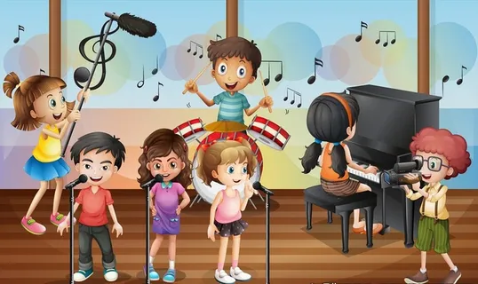 卡通儿童音乐表演图片