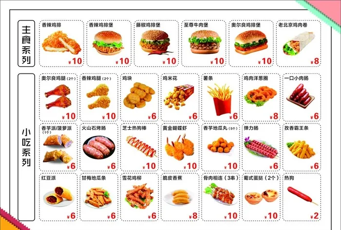汉堡菜单图片cdr矢量模版下载