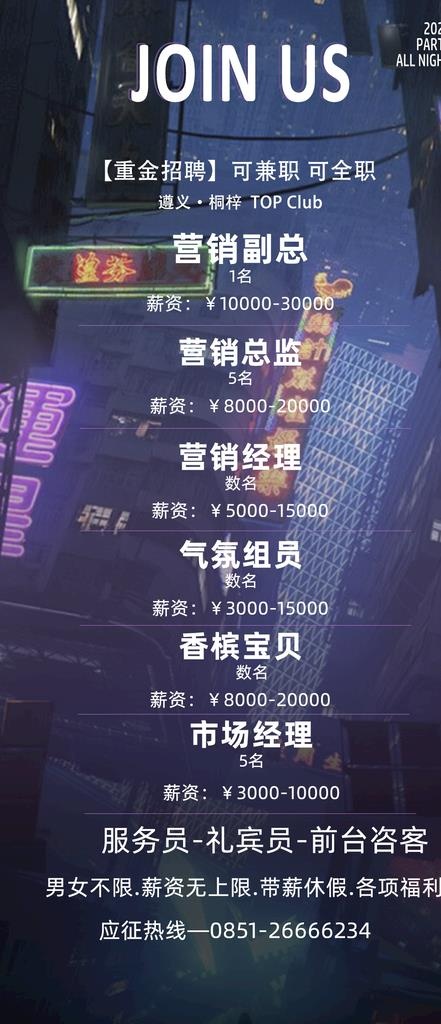 酒吧招聘海报图片(1080x2339)psd模版下载