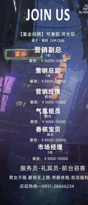 酒吧招聘海报图片