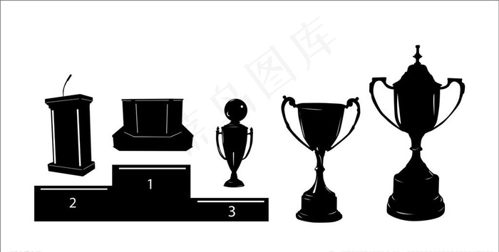 矢量奖杯剪影图片