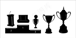矢量奖杯剪影图片