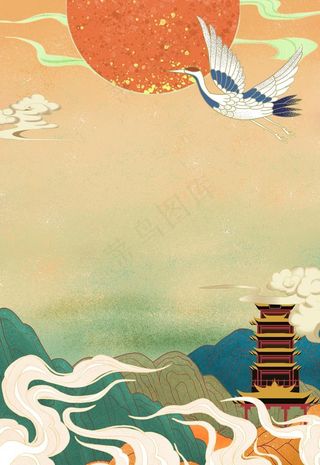 中式仙鹤背景图片