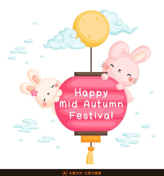 可爱中秋兔子素材图片