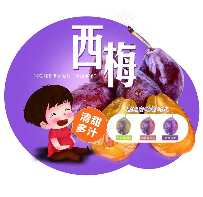 蓝色西梅图片psd模版下载