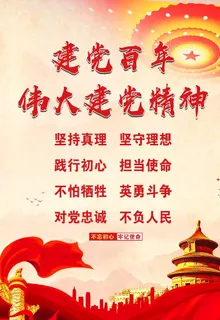 建党百年伟大建党精神海报展板图片