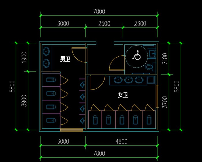 卫生间平面方案模板设计图片