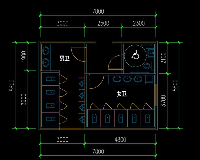 卫生间平面方案模板设计图片