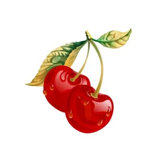 水晶诱人樱桃和黄桃矢量素材图片