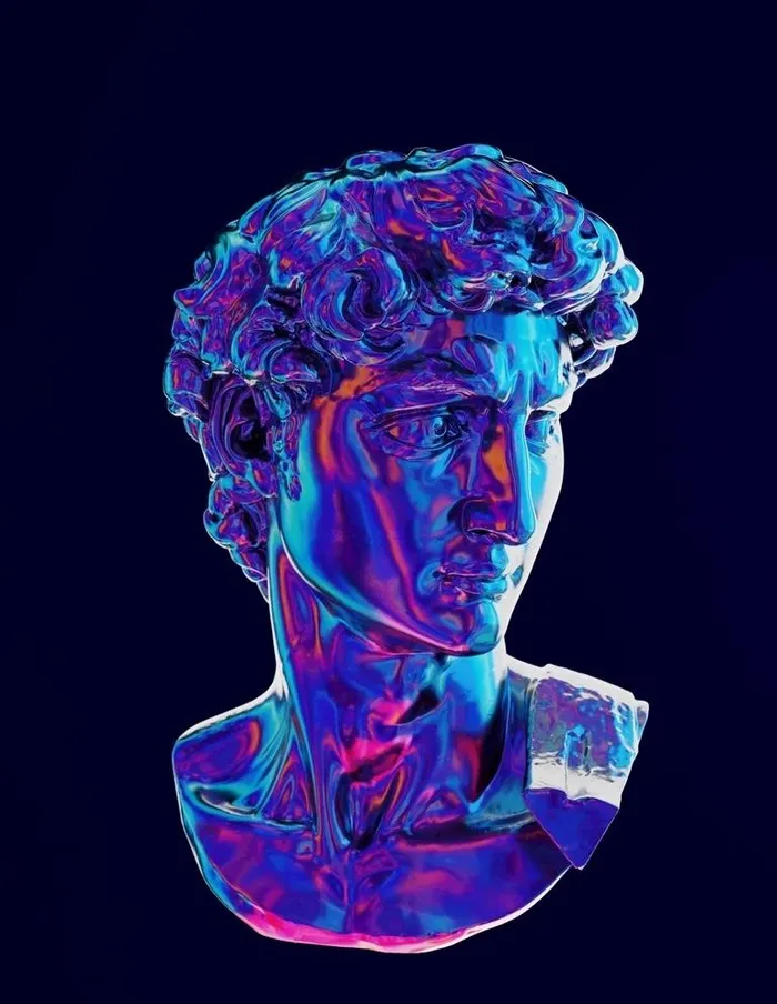 炫彩流体酸性金属大卫石膏像图片