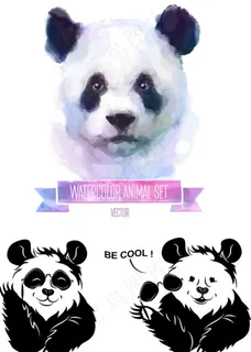 水彩熊猫图片