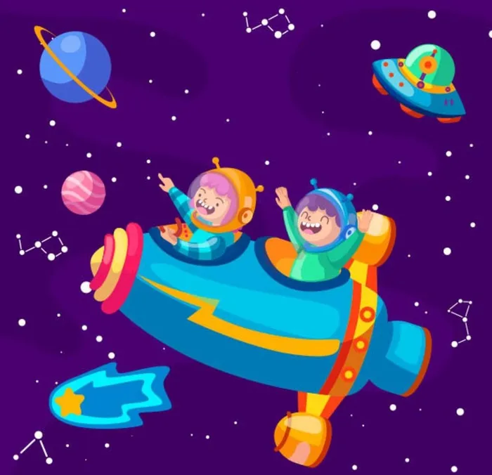 儿童游太空图片ai矢量模版下载