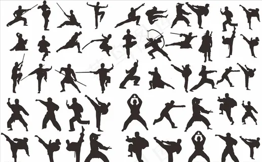 武术人物剪影图片