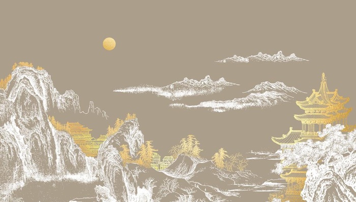 金色中式山水图片(11811x7087)psd模版下载