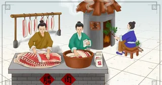 腊肉制作古风复古背景素材图片