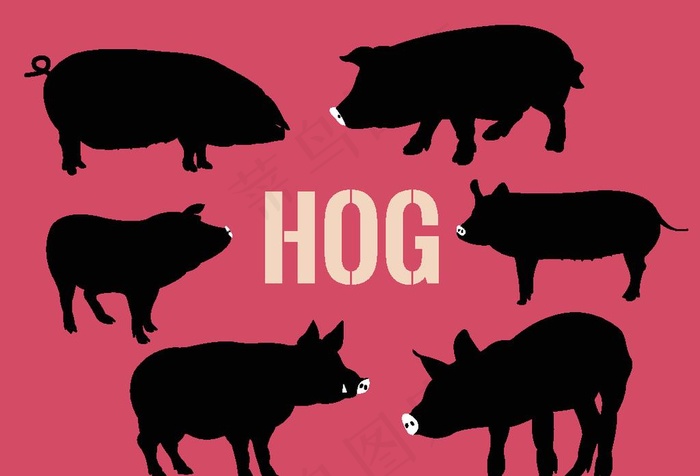 猪剪影图片