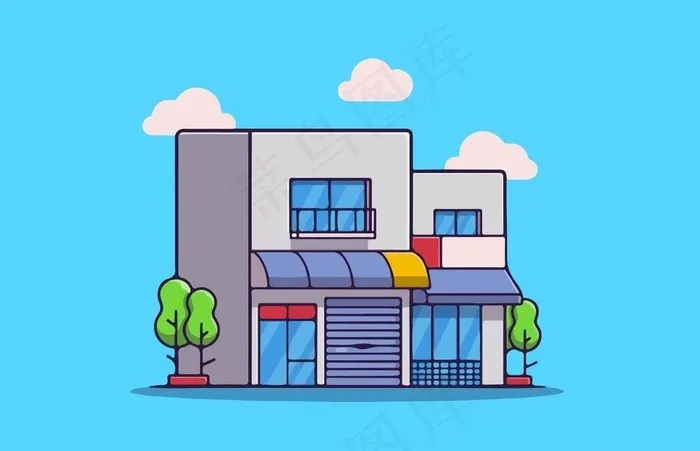 卡通店铺图片ai矢量模版下载