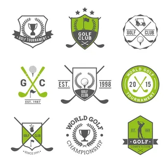 高尔夫俱乐部标签标志矢量图图片