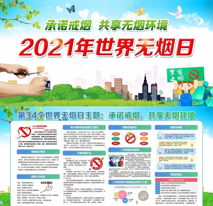 2021年世界无烟日图片psd模版下载