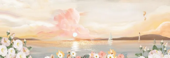 小清新手绘植物花朵装饰无框画图片
