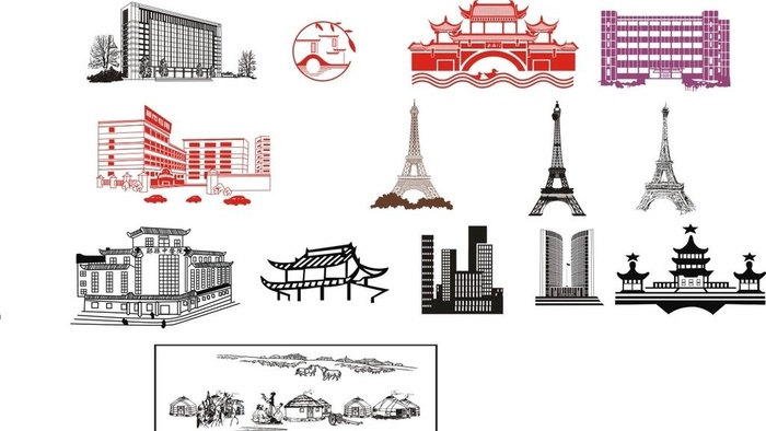 建筑物矢量图图片cdr矢量模版下载