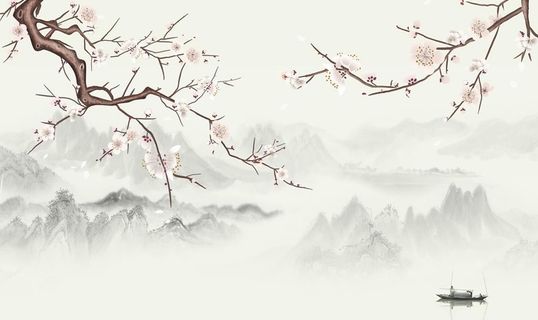 工笔花鸟背景墙装饰画图片