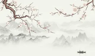 工笔花鸟背景墙装饰画图片