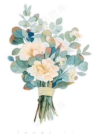 水彩植物花束图片