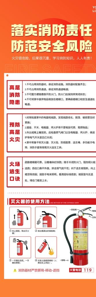 高层消防安全知识图片ai矢量模版下载