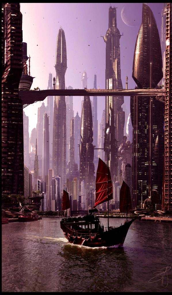 赛博朋克风未来科技插画图片