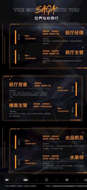 酒吧招聘海报图片