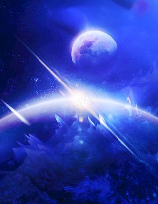 蓝色极光背景素材图片