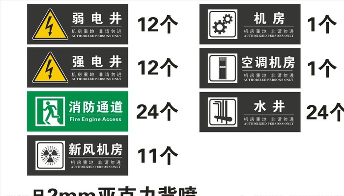 功能牌 标识牌 强弱电井图片cdr矢量模版下载