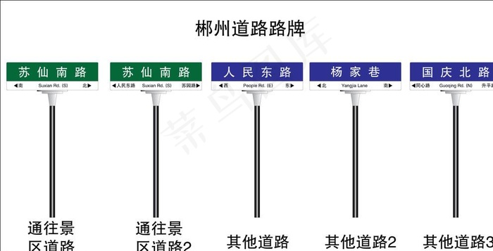 郴州道路路名指示牌图片ai矢量模版下载